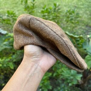 Vintage Adjustable Herringbone Flat Cap